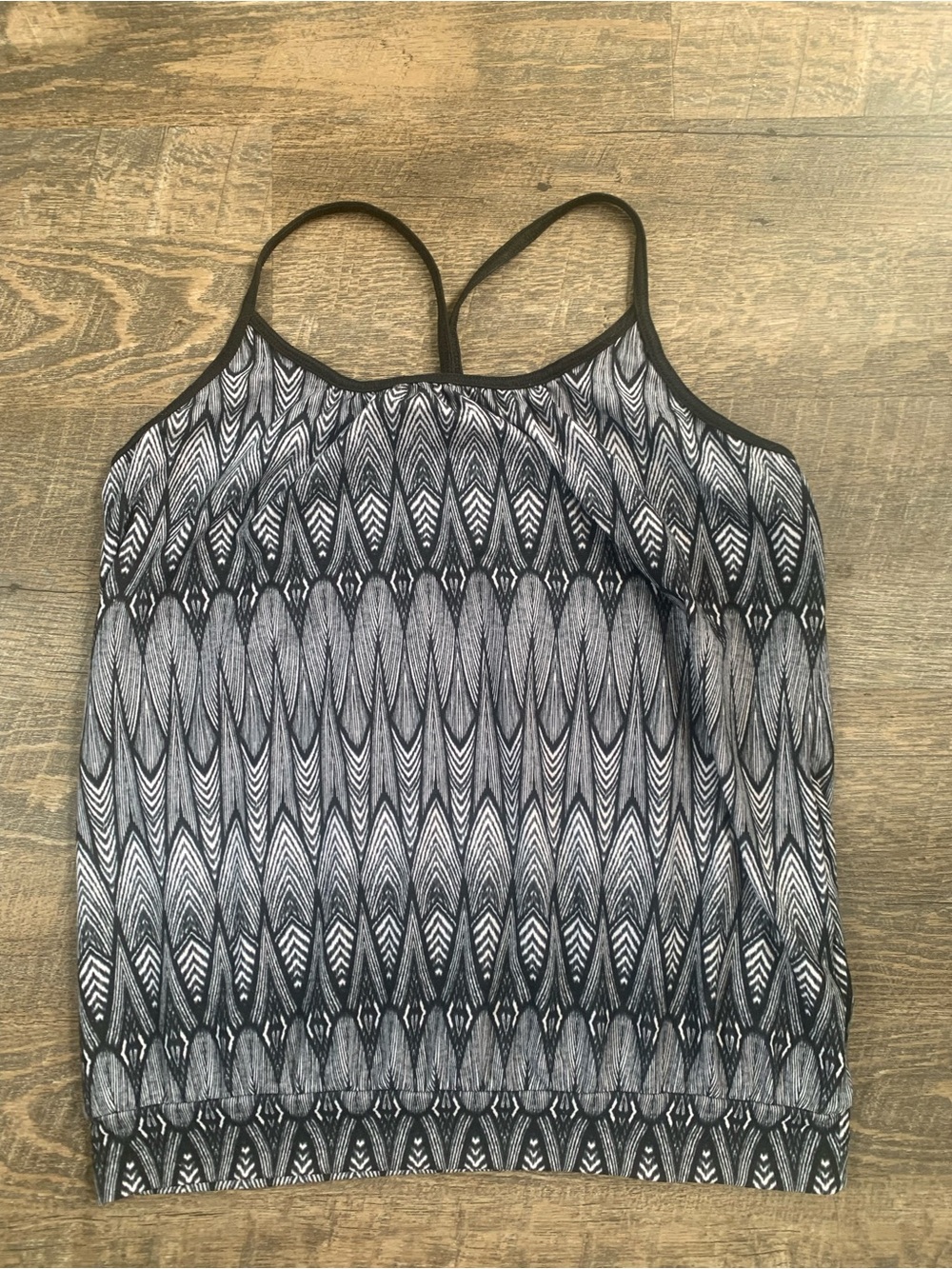 Prana Gym  Activewear Black and White Patterned Tank